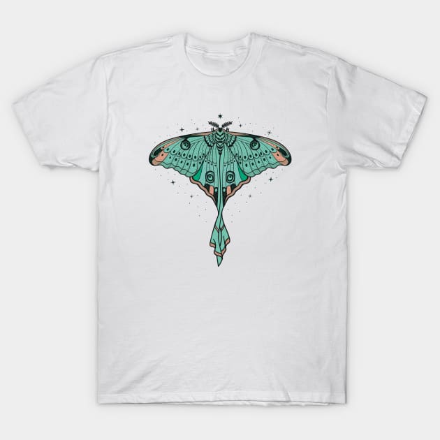 Starry Luna Moth - Actias Luna T-Shirt by CelestialStudio